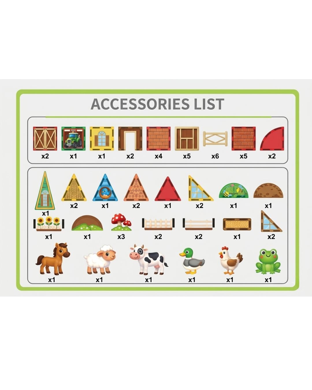 54-Piece Magnetic Tiles Fun Farm Building Set – 188-M509 STEM Educational Magnetic Construction Toy with Farm Animals for Kids