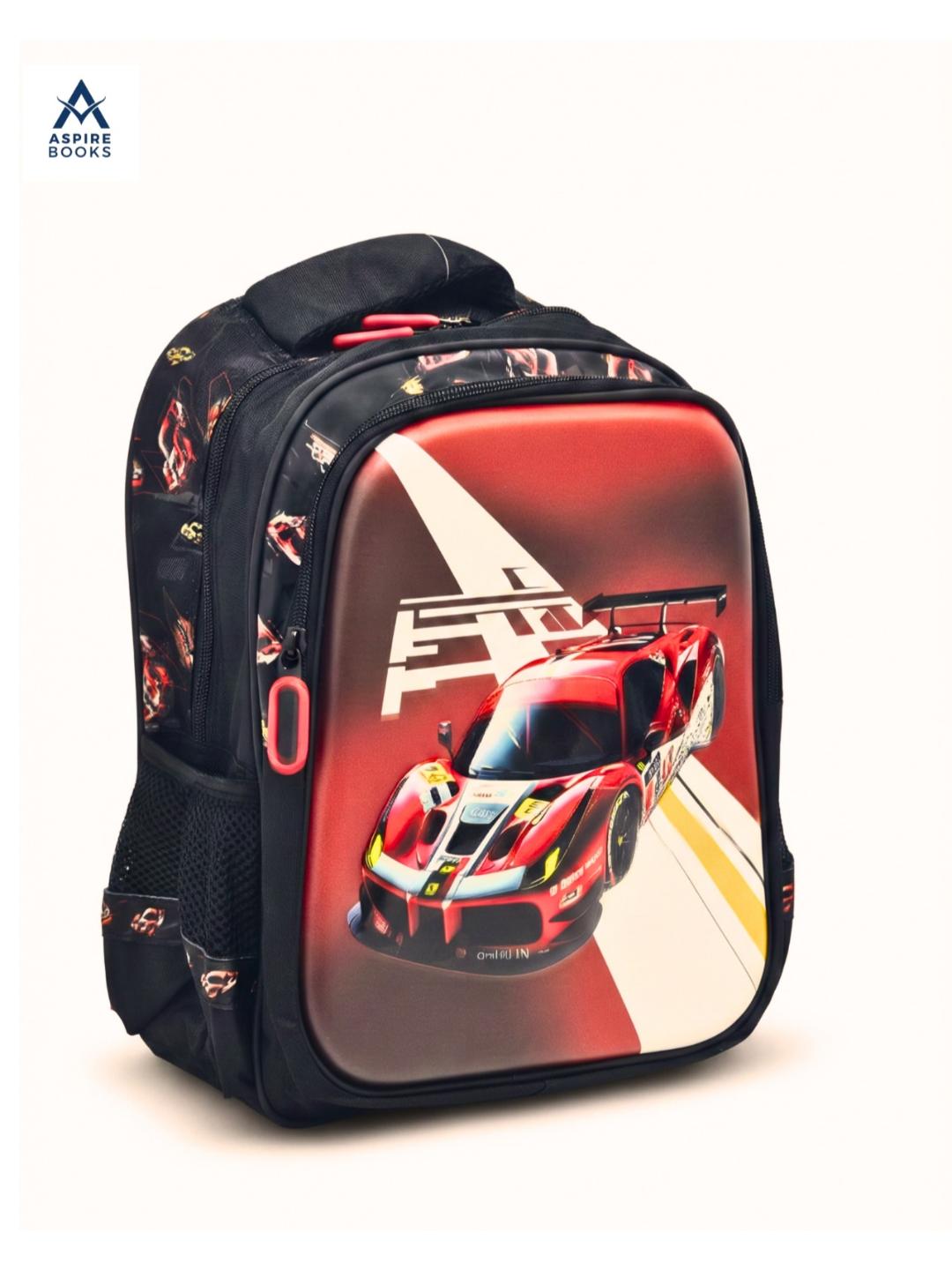 F1 Racing School Backpack with 3D Graphics Bag for Boys