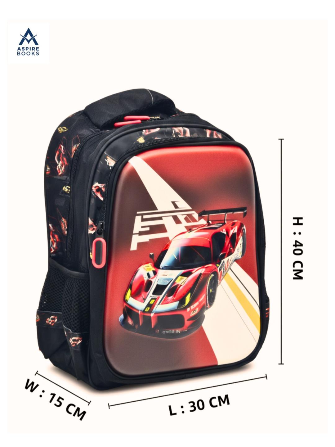 F1 Racing School Backpack with 3D Graphics Bag for Boys