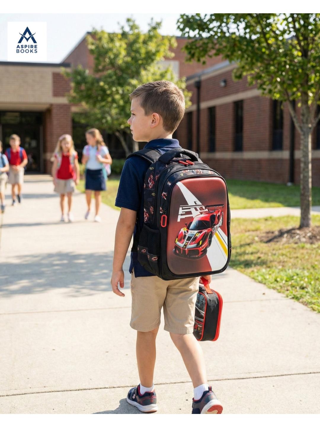 F1 Racing School Backpack with 3D Graphics Bag for Boys