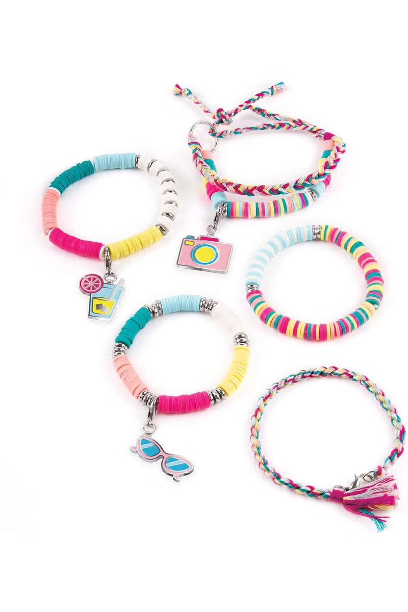 Make It Real Heishi Bead Jewellery Set – DIY Bracelets Creative Kit for Kids, Multi-Color