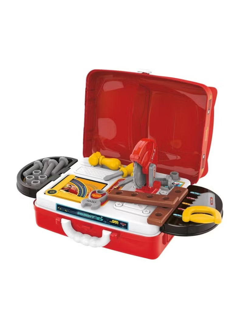 Cars Work Station Play Suitcase Set – Portable Pretend Play Construction Tools Kit