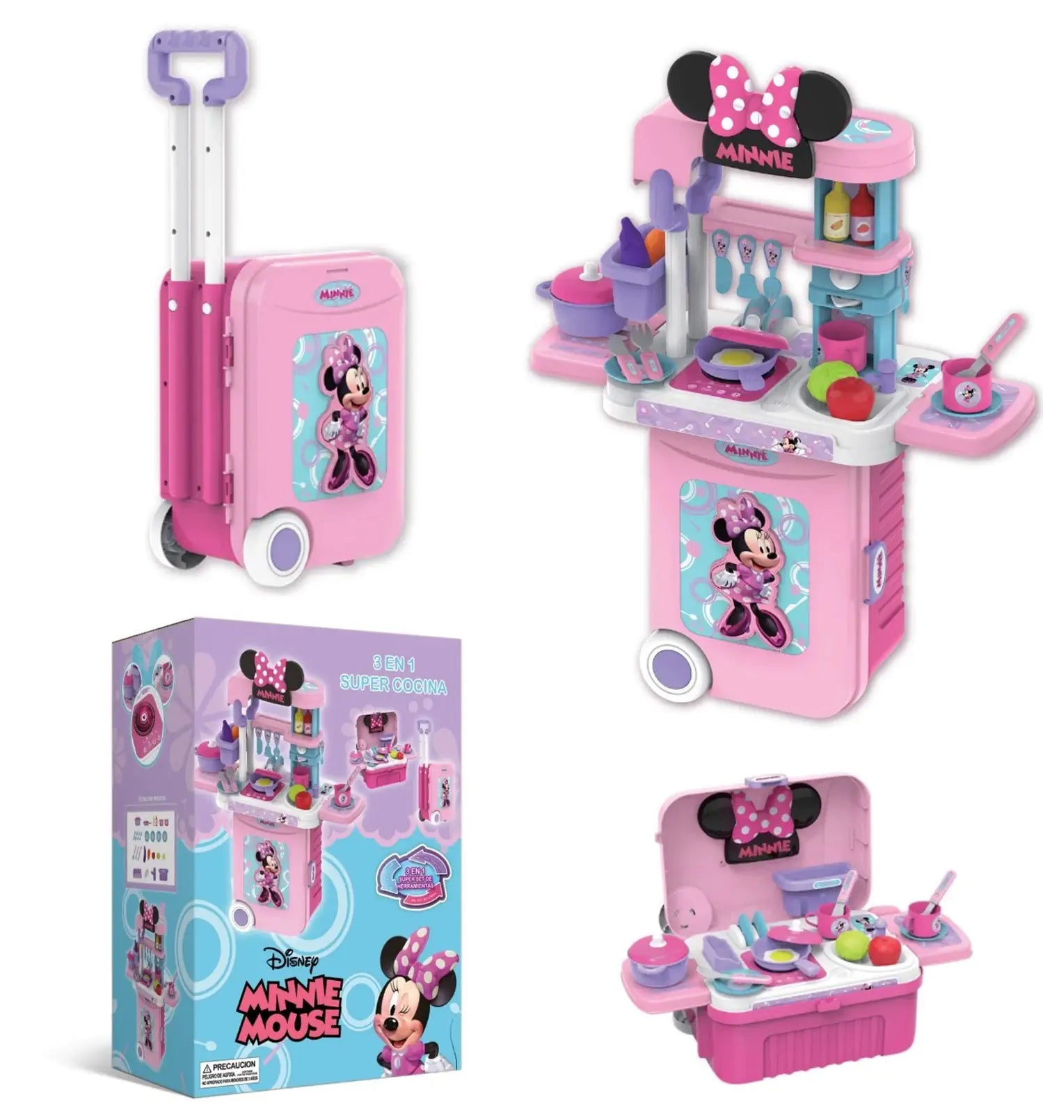 Disney 3-In-1 Kitchen Set Trolley Case, Pink