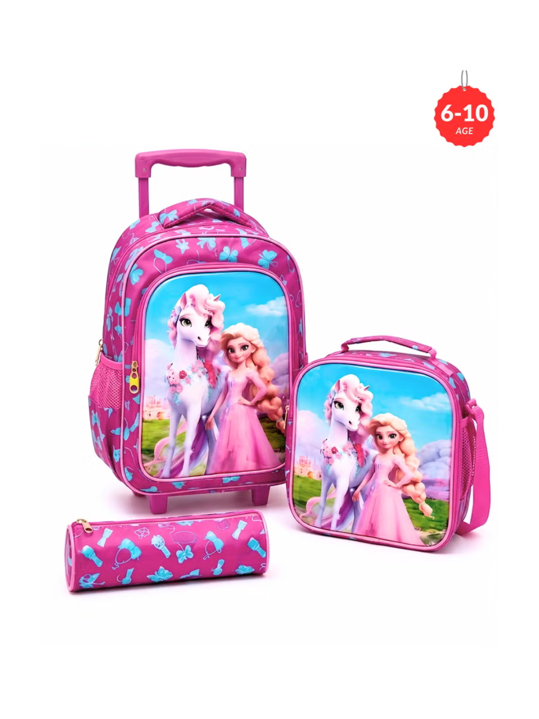 3-in-1 Disney Princess Rapunzel Backpack 16 Inch Pink Trolley Bag