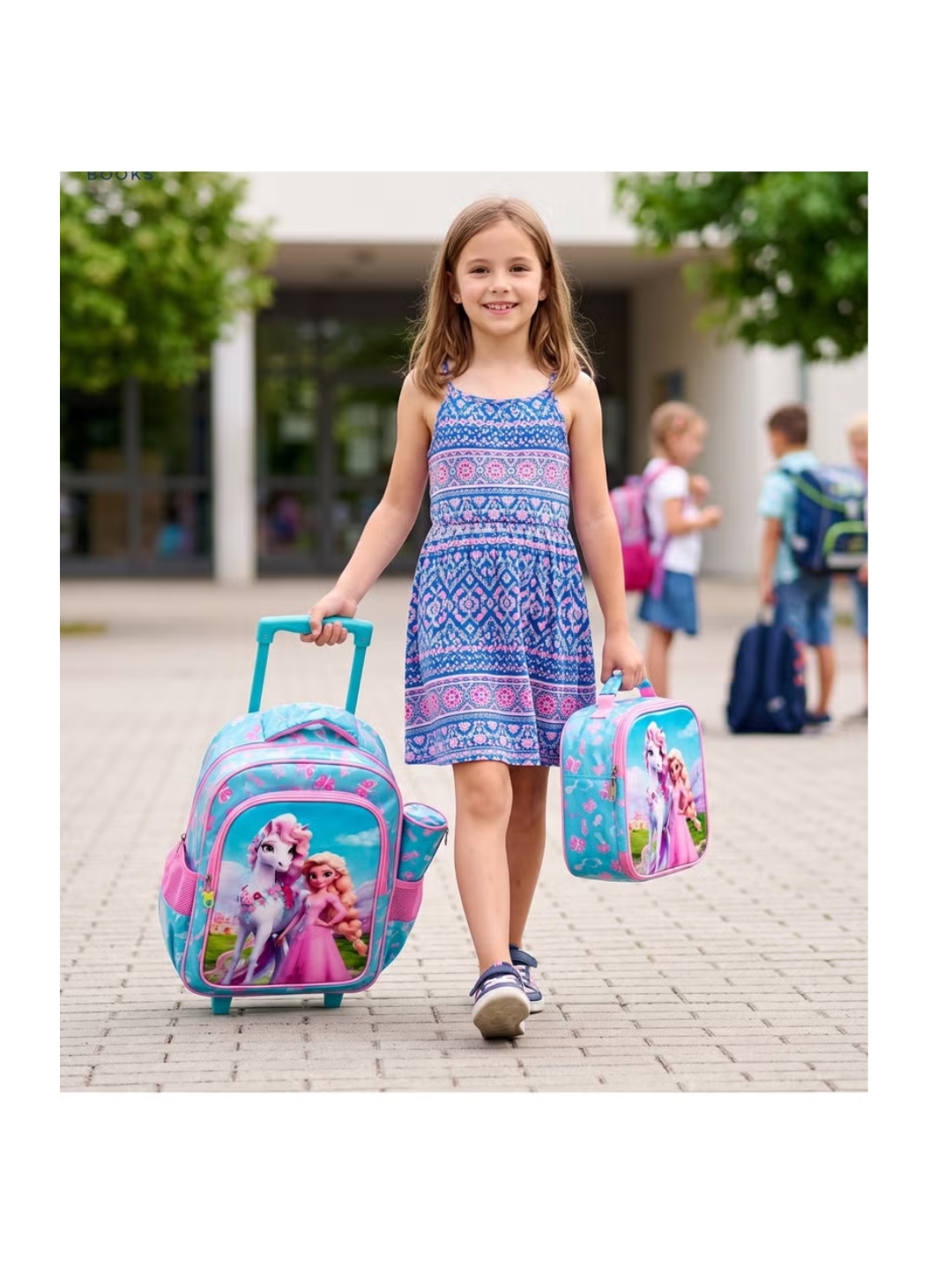 3-in-1 Disney Princess Rapunzel Backpack 16 Inch Pink Trolley Bag