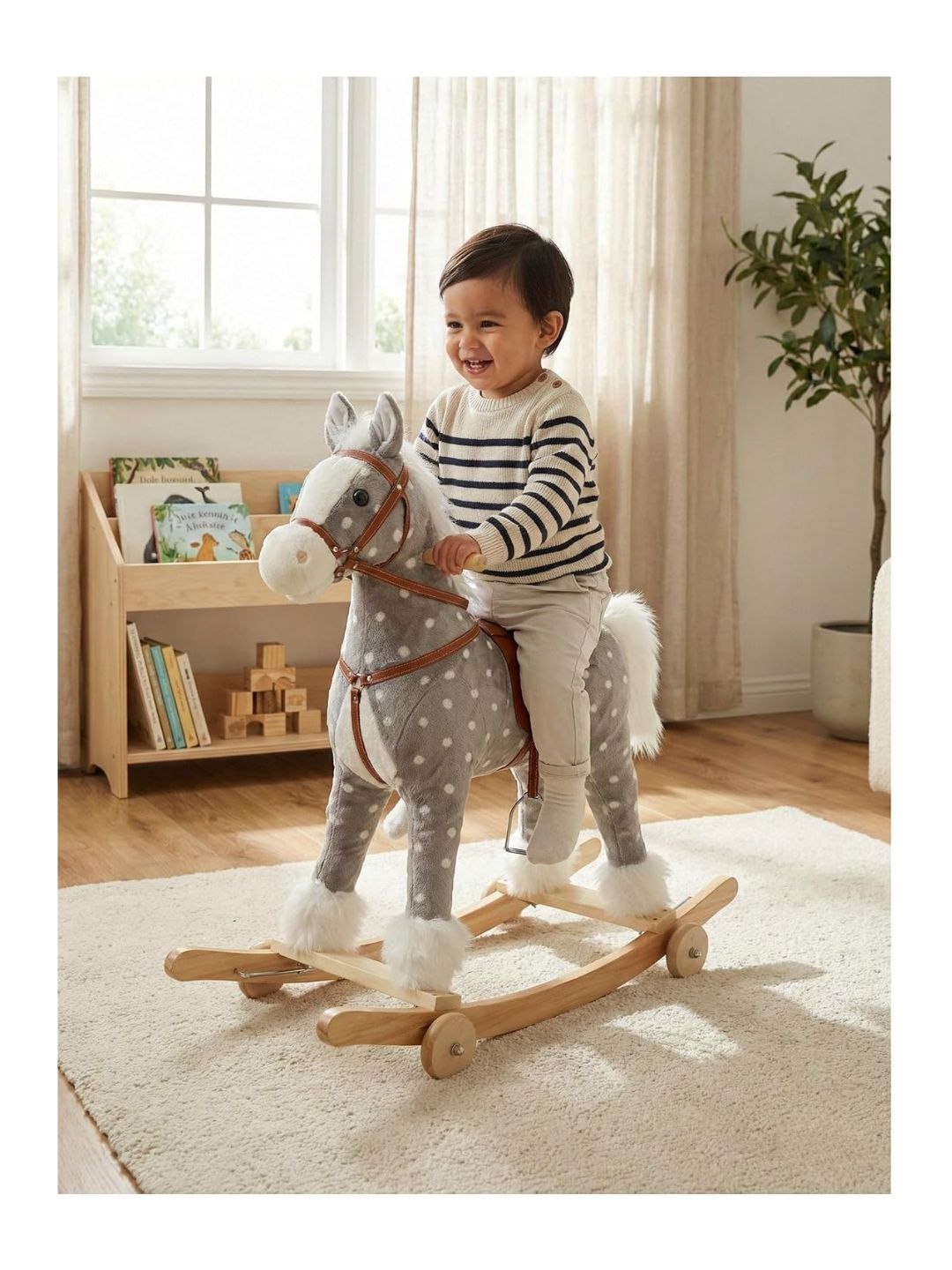 Kids Rocking Horse with Wooden Base Secondary image