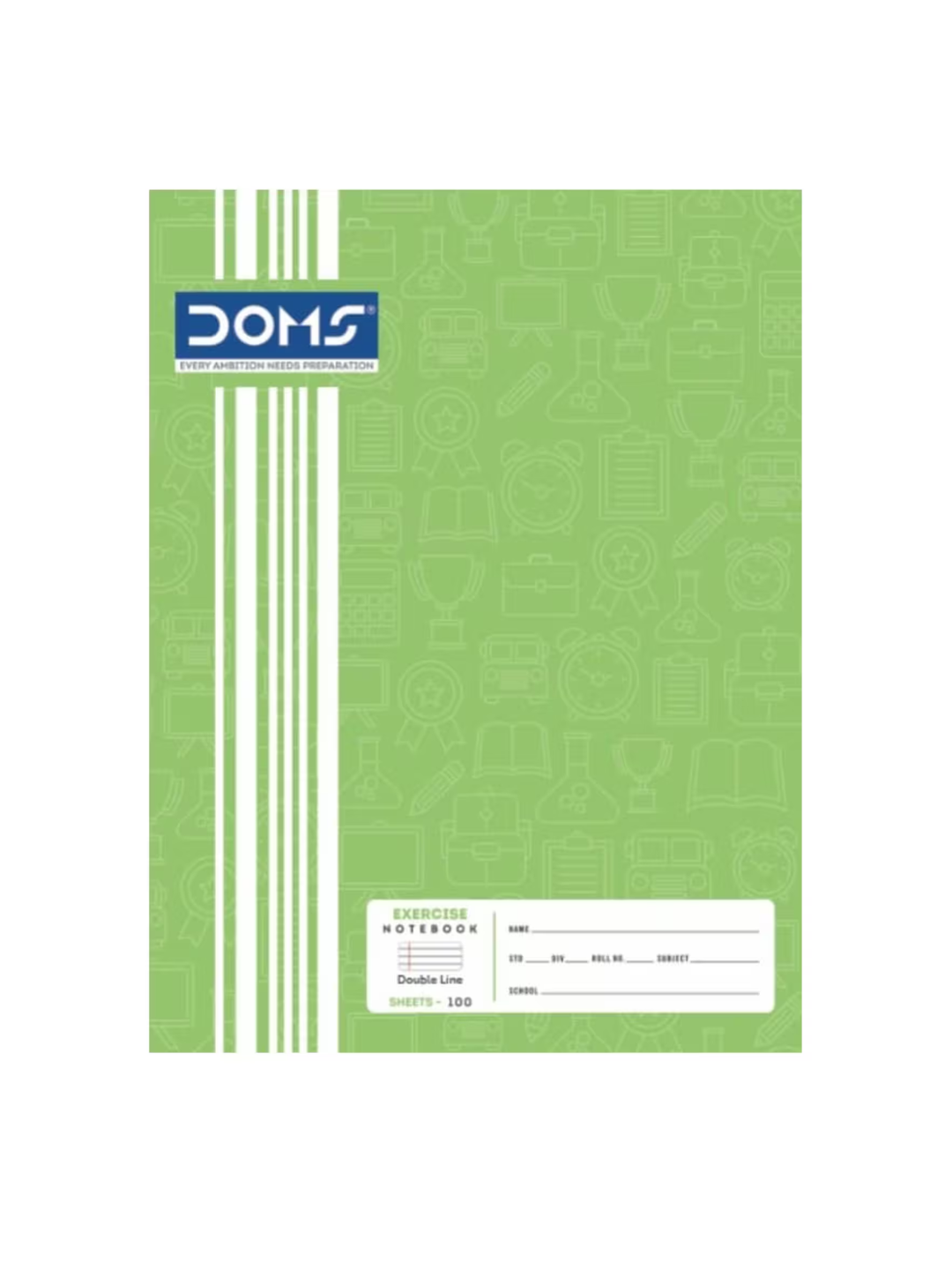 Doms Exercise Book 21 x 16 cm, 100 Sheets, 200 Pages, Single Line – 7082 Asst