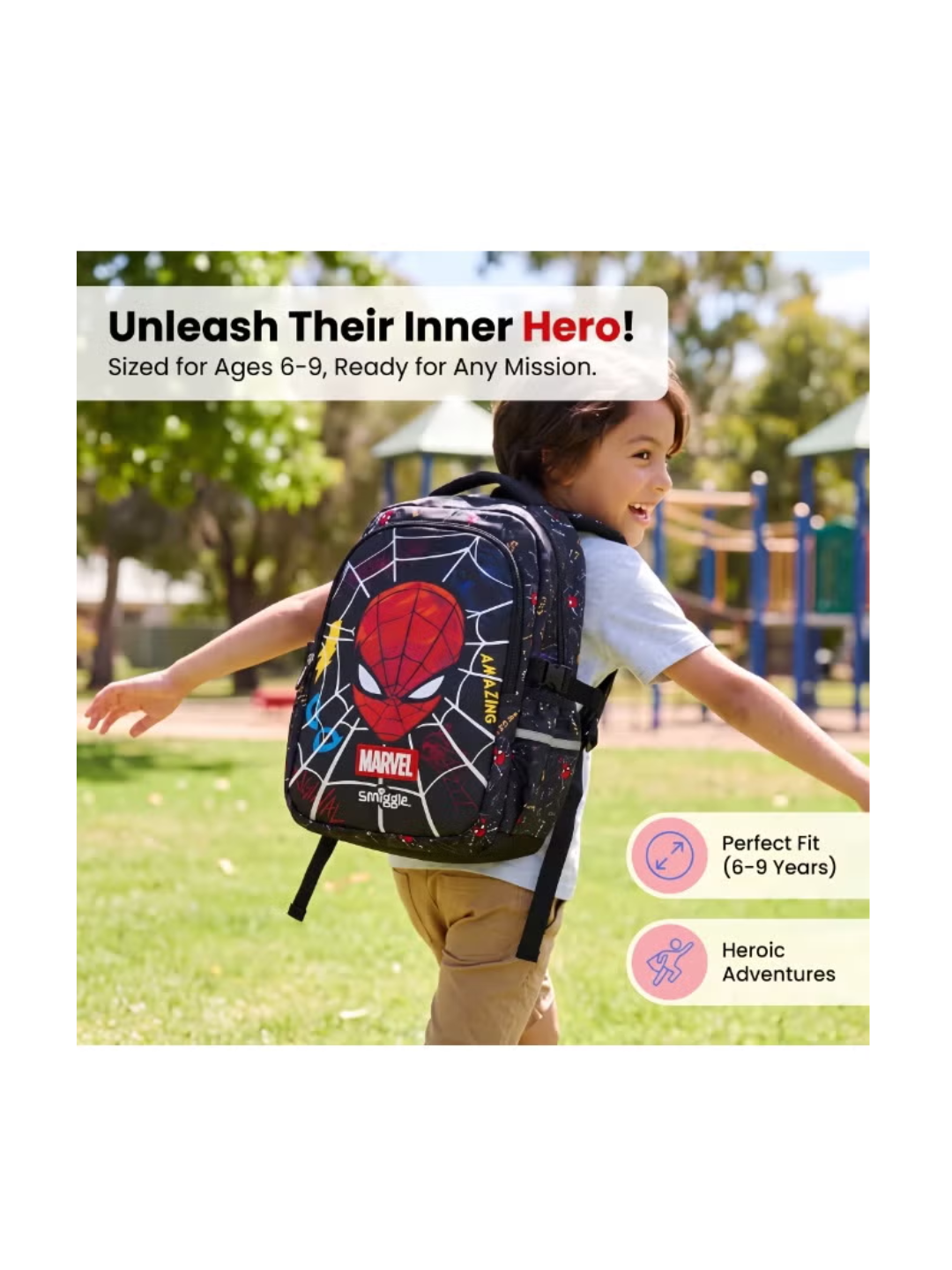 Smiggle 2-Piece Spider-Man Classic Backpack Set – Black