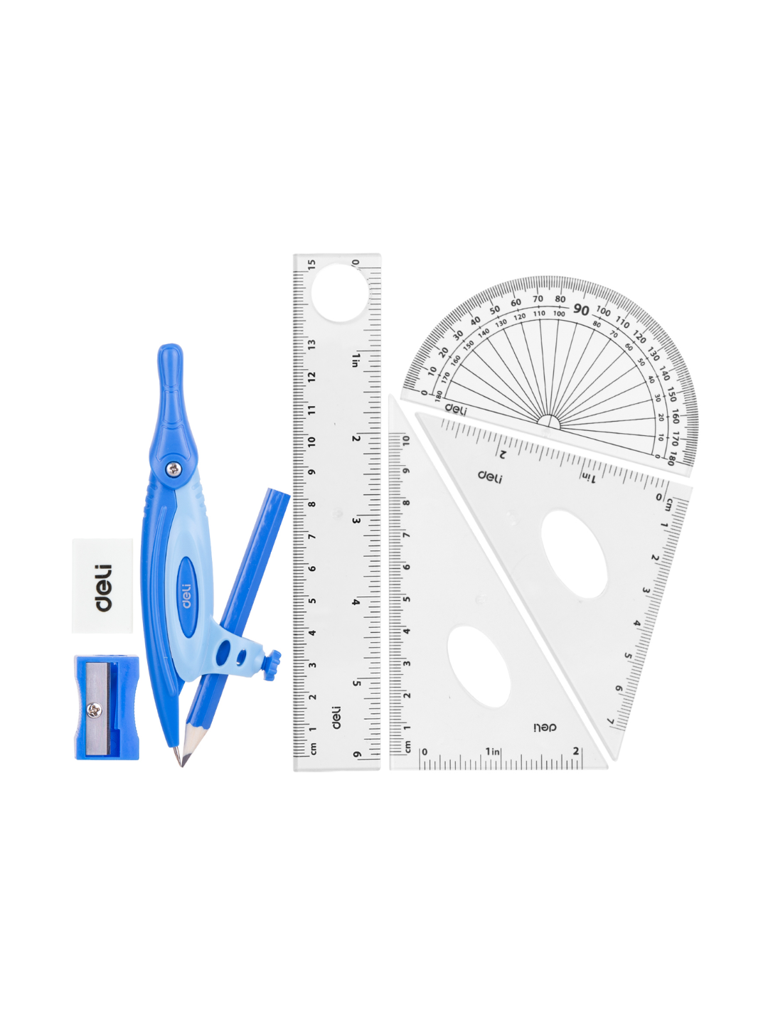 Deli Mathematical Instrument Set 8 Pieces with Pencil – EG30204 - Asst